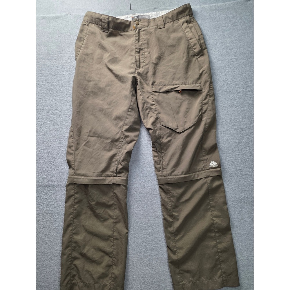Nike ACG Convertible Hiking Pants‎ Mens 34 Brown Zip Off Cargo Trousers Vintage